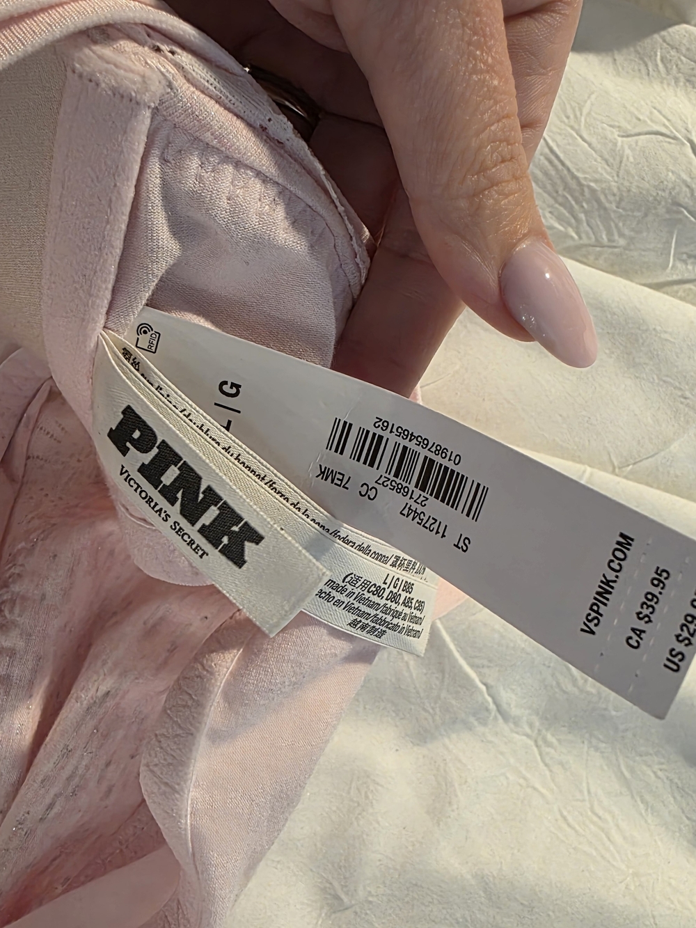 Pink By Victoria's Secret Light Pink Lace-Trim Bralette - Picture 2 of 3